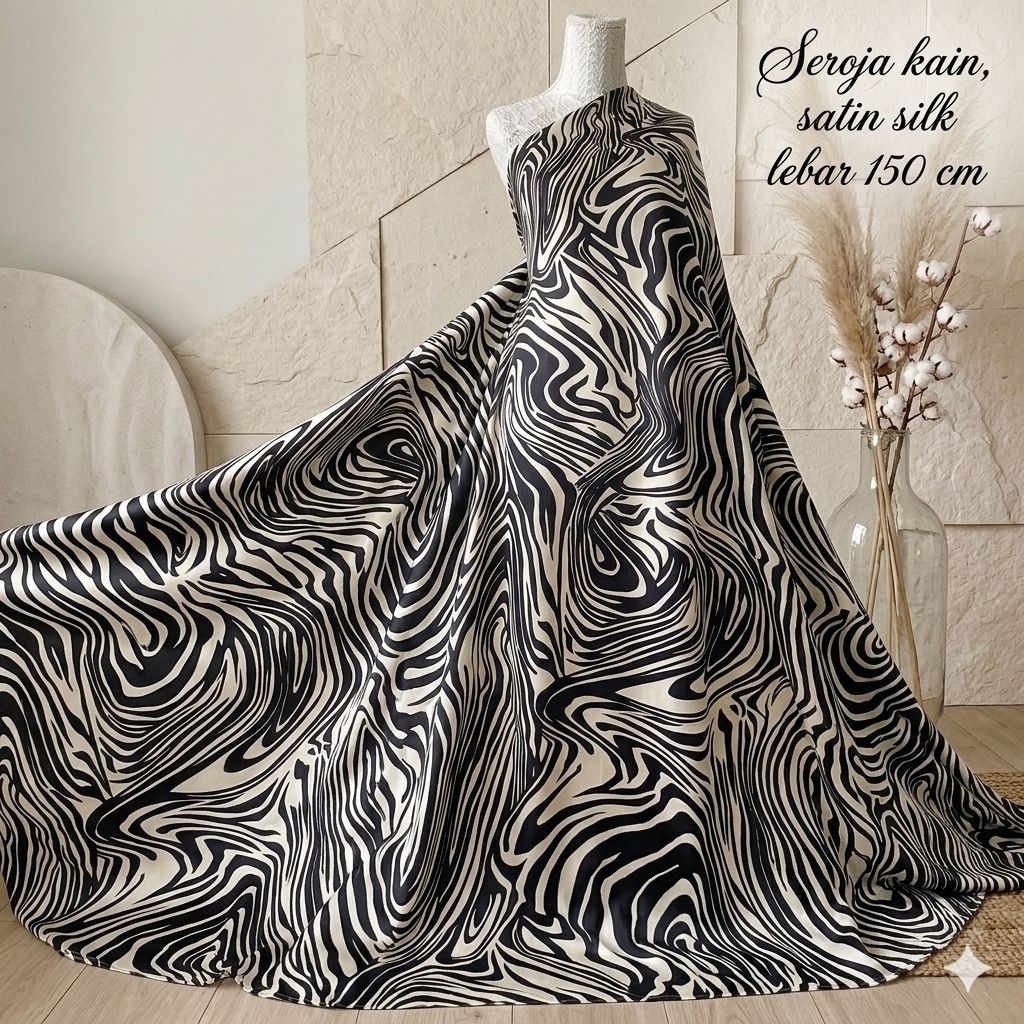 kain satin silk motif zebra premium // kain satin silk motif premium // kain satin silk meteran // h