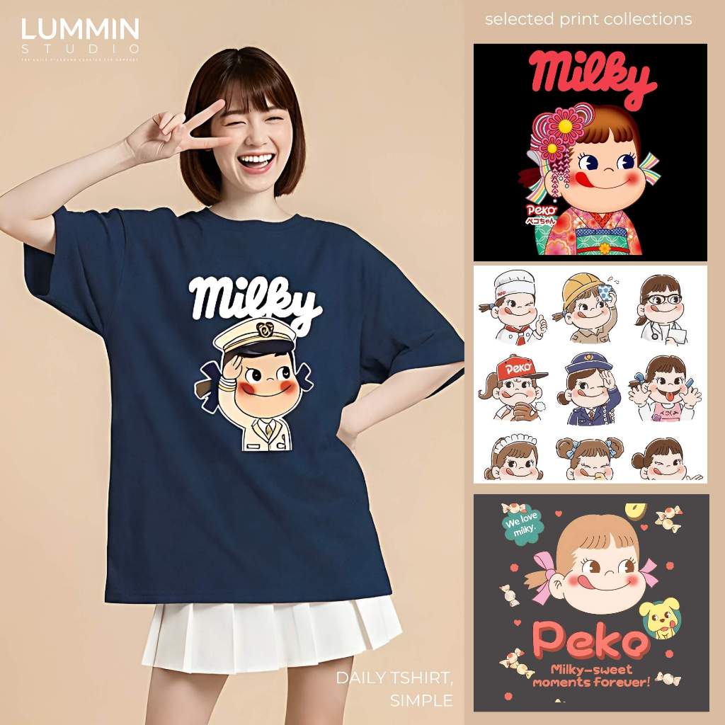 LUMMIN Kaos Wanita Oversize Korean Style Peko Milky Permen Candy Sweet Retro - Graphic Tee - Tshirt 