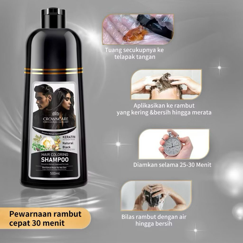 READY Shampo CROWNCARE  menghitamkan uban/ SINHAIR SHAMPOO SHANAS HAIR Hair Coloring shampo menghita