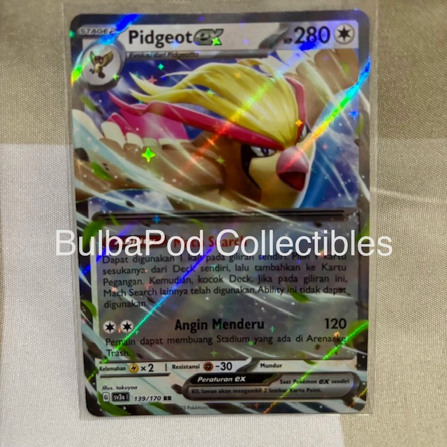 Pokemon TCG Indonesian Pidgeot ex SV3s 139/170 RR Kilau Hitam