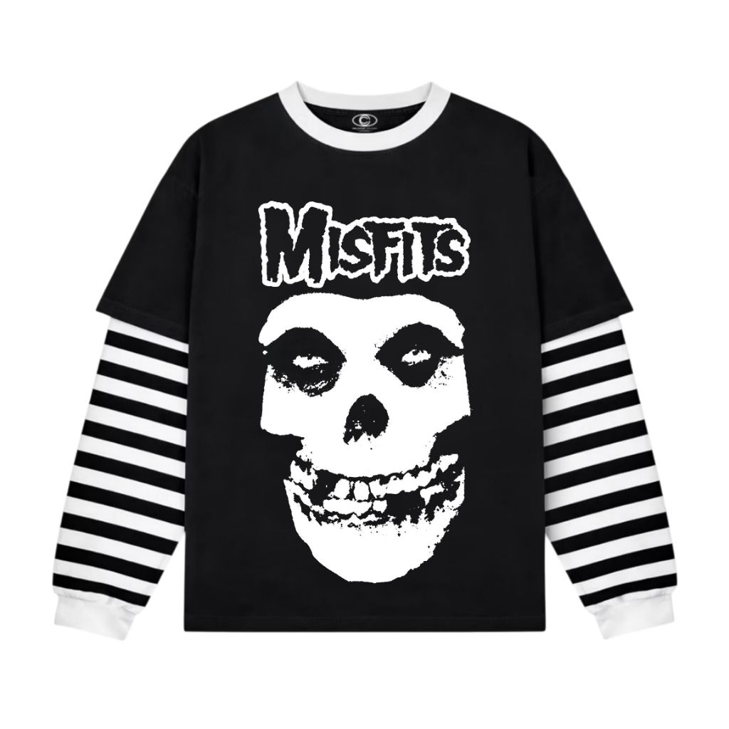 Kaos Band | Kaos Lengan Panjang  Double Layer Rib | Long Sleeve Band Misfits | Cotton Combed 24s