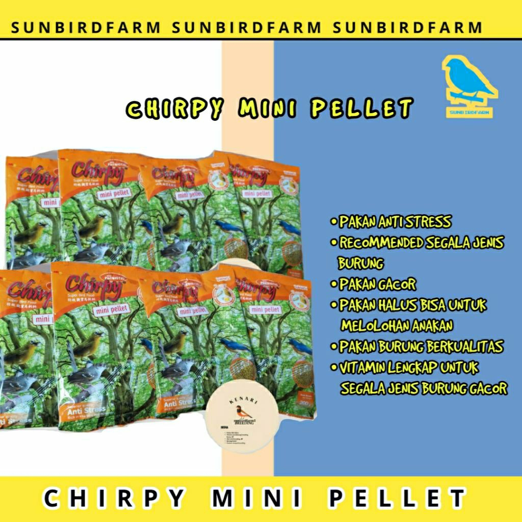 READY CHIRPY /  PAKAN BURUNG PELLET CHIRPY MINI PELLET KUNING / CHIRPY MINI PELLET HIJAU