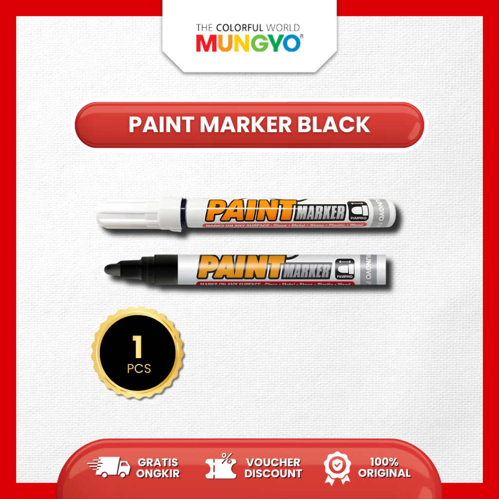 Mungyo Official - Paint Marker Black / Spidol Ban Motor Mobil Anti Air / Spidol Cat Multifungsi - Sp