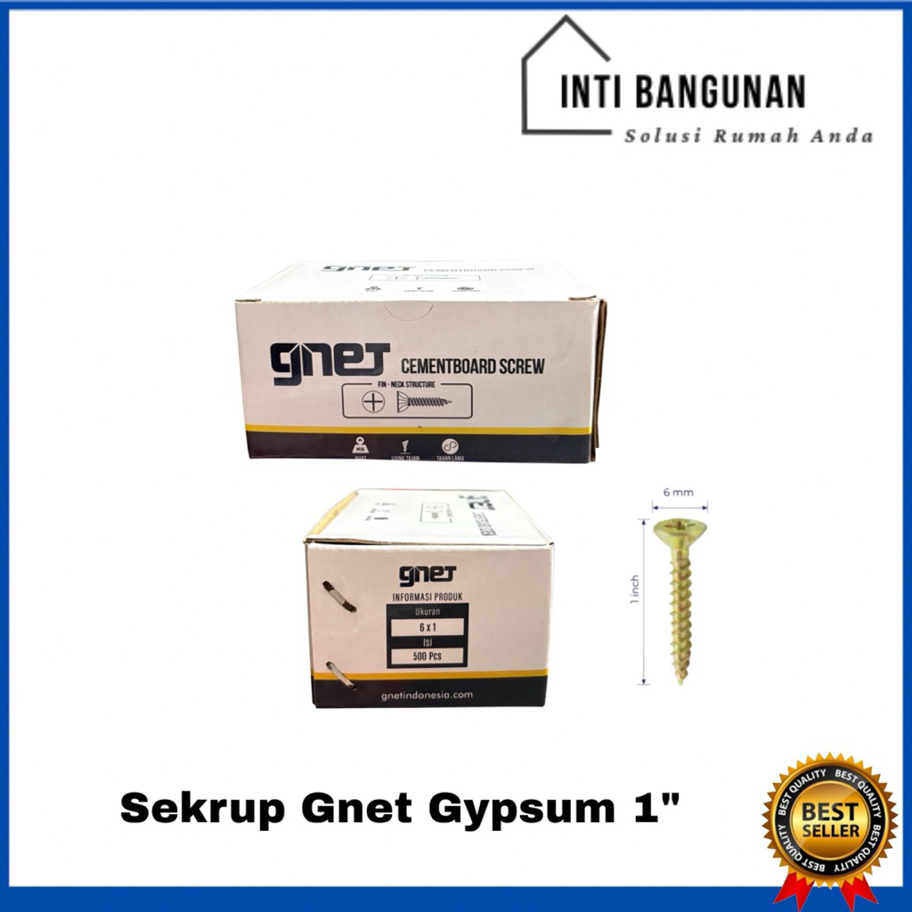 Skrup / Sekrup Baut GRC Gnet 1” 1 Inch Kalsi Board 500 pcs Sirip Kuping Biru Asli