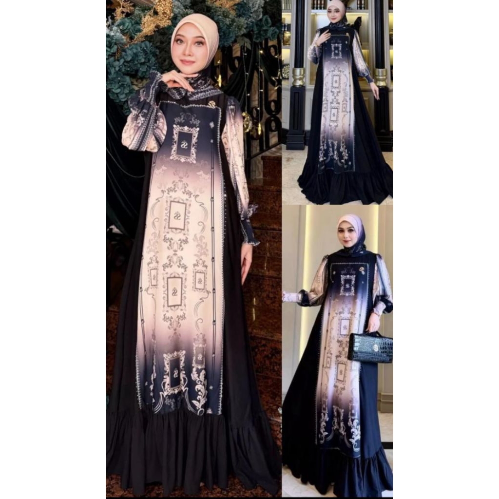 GRADASI HITAM SHELLASAUKIA HIJAB GRADASI SHELLASAUKIA ORIGINAL DI JAMIN 100% GAMIS (TANPA HIJAB) SHE