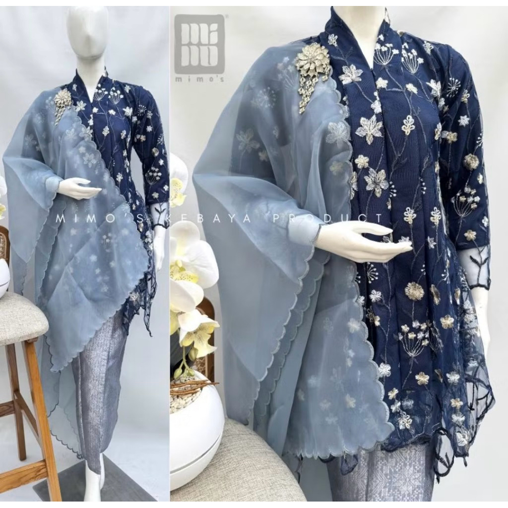 [PRELOVED] Kebaya+Rok Songket Navy L - 1x pakai