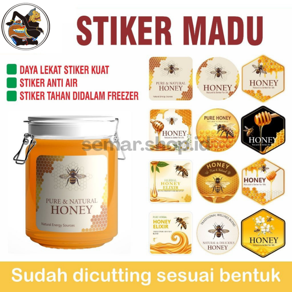 SEMAR Stiker Madu | Sticker Label Botol Madu Transparan Waterproof Tahan Air Lem Kuat
