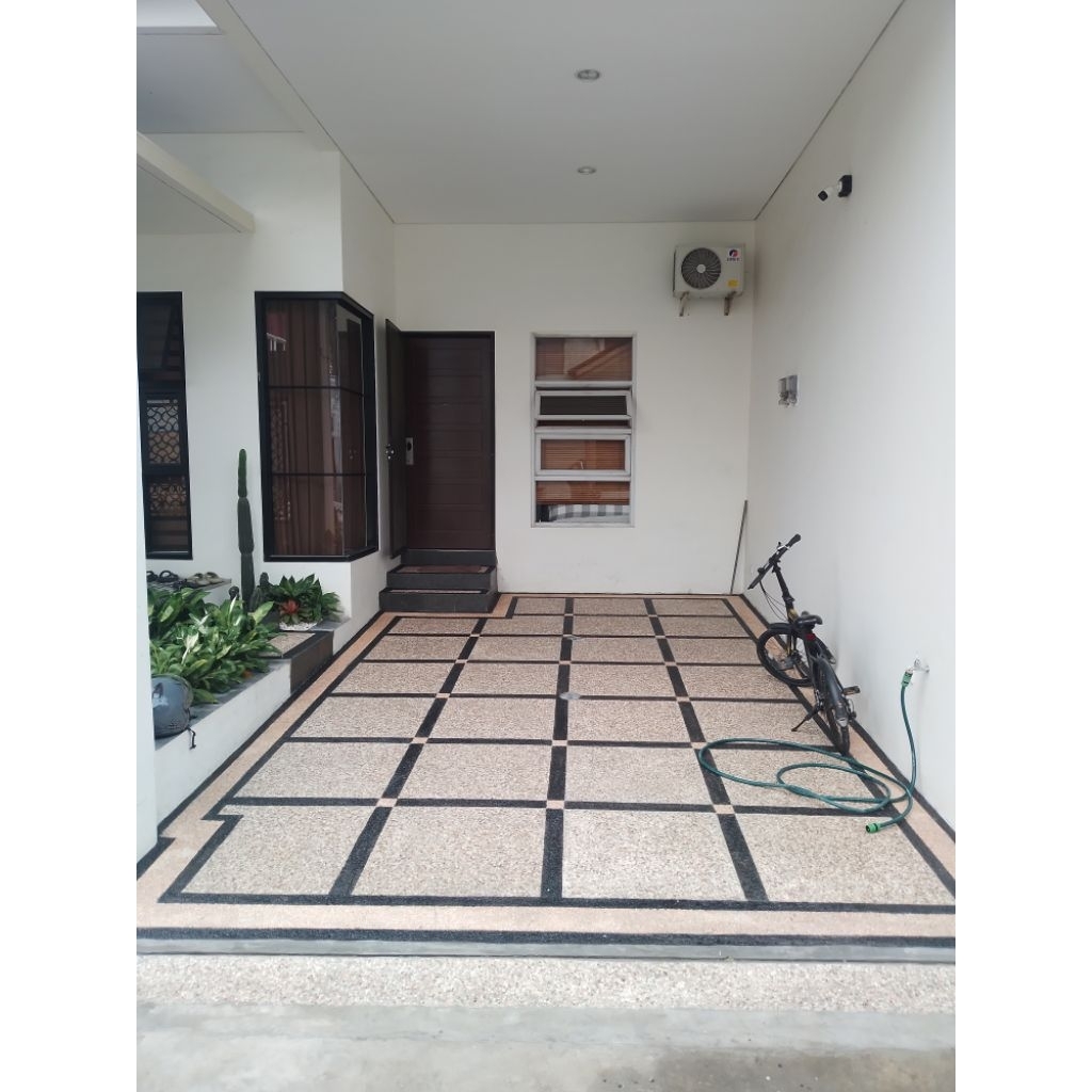 carport lantai garasi batu sikat+pasang