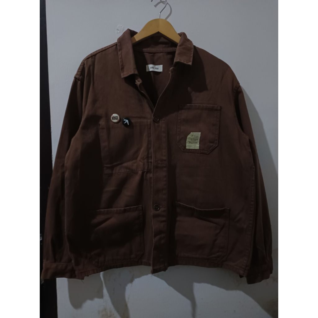 VINTAGE CHORE JACKET BROWN FRENCH WORK JACKET