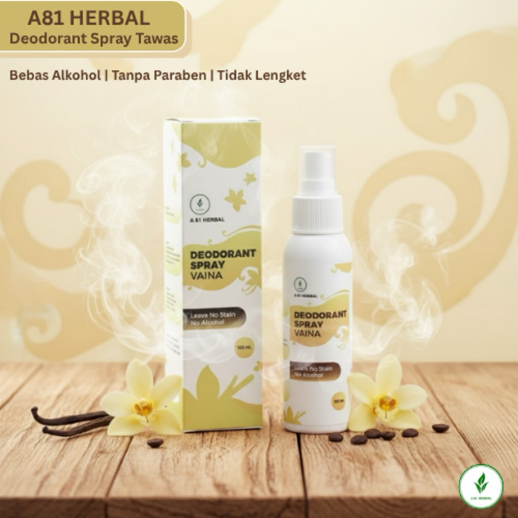 Abi Herbal Deodorant Spray Aroma Vaina - Tawas Alami, Non Alkohol