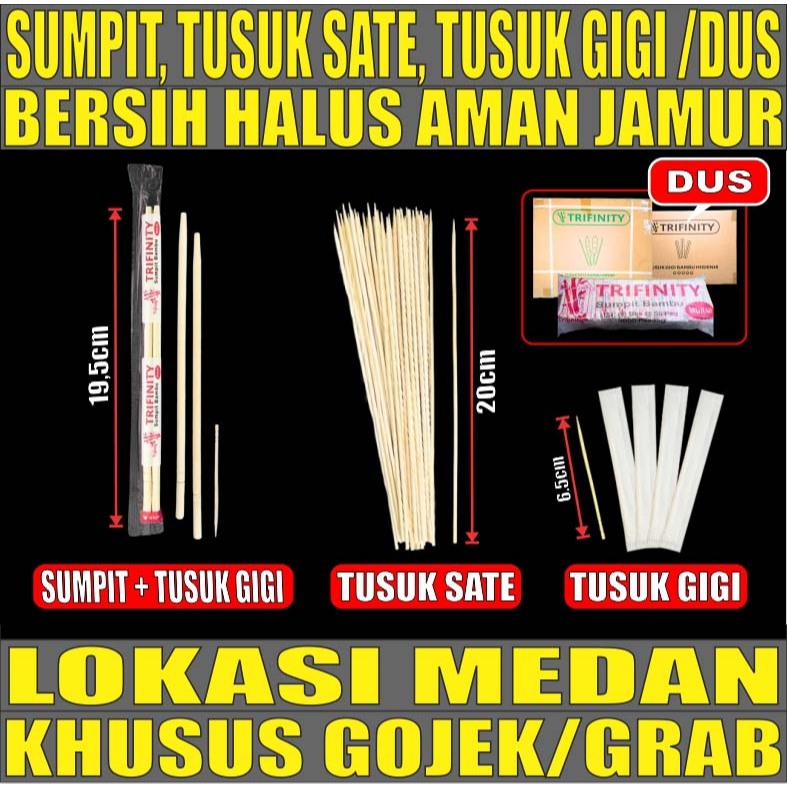 Sumpit Bambu Bersih Halus Kering Trifinity / Tusuk Gigi Higienis / Tusuk Sate Bambu Dus Gjk Medan