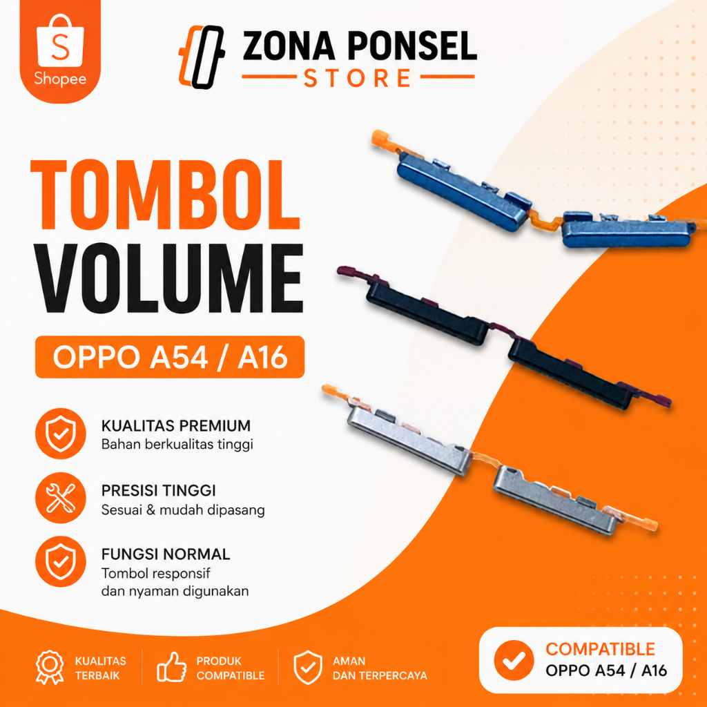 TOMBOL LUAR VOLUME OPPO A54 4G / A16 ORIGINAL QUALITY / Tombol Volume Oppo A54