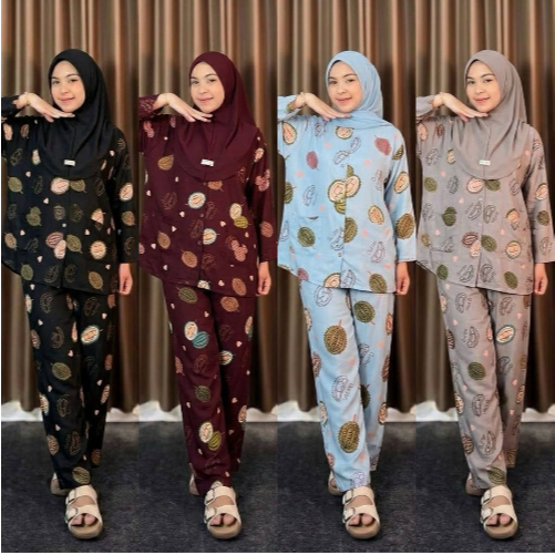 Piyama Hijab Non Pet Wanita Rayon Adem Set Hijab Tidur | Khisna Collection