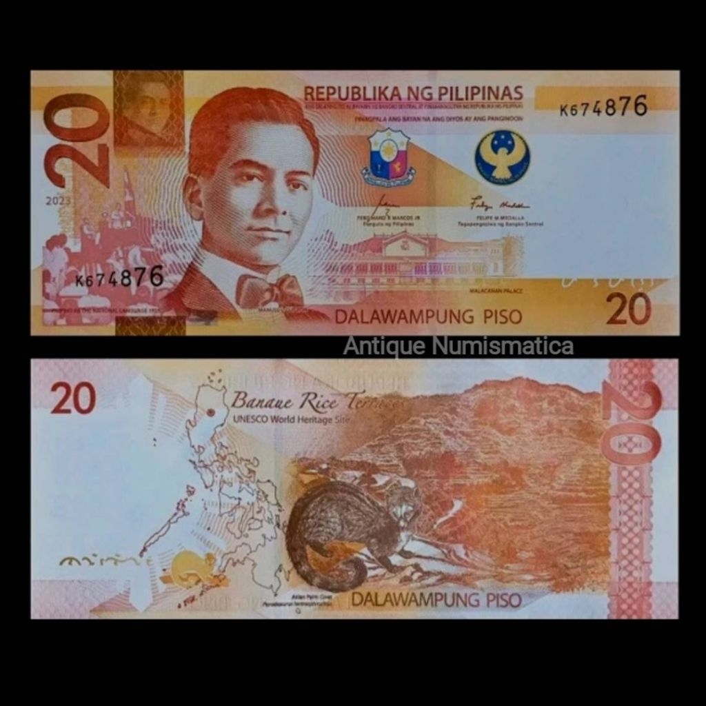 PHILIPPINES 20 PISO 2023 UNC MANUEL QUEZON UANG PHILIPINA