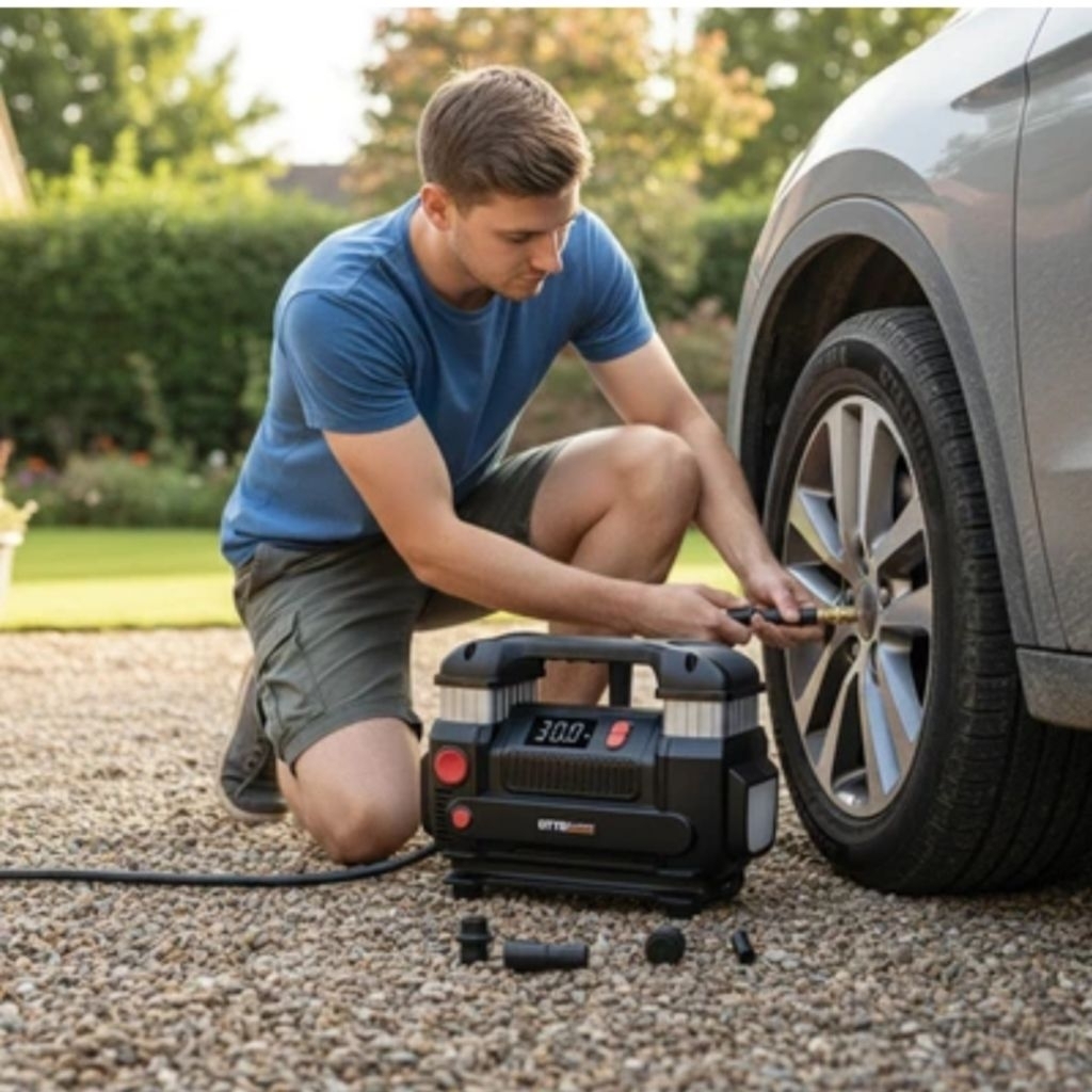 Maxbuilt Pompa Ban Elektrik Double Cylinder 12v - Hitam