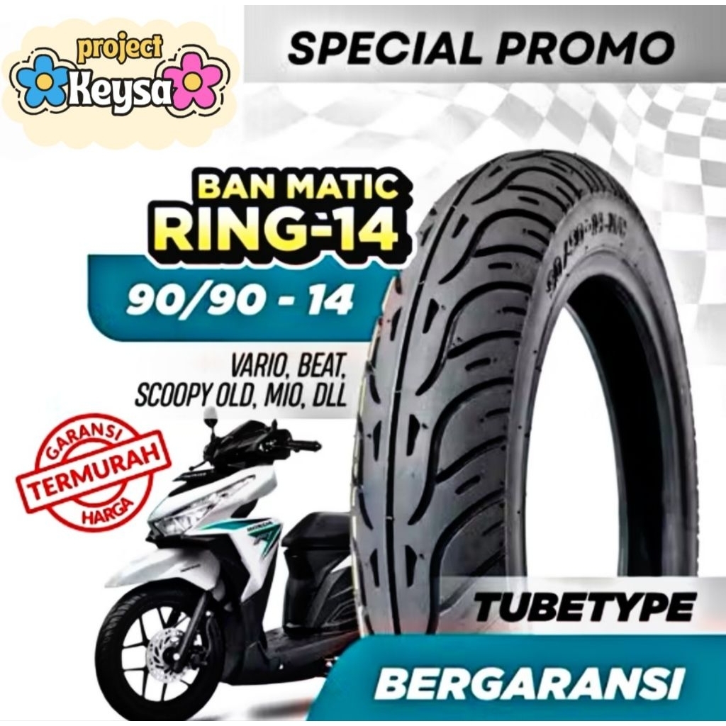 Ban motor matic tubeles Federal Ring 14 Depan 80/90 dan Belakang 90/90 Motor Beat Vario Mio Fino Spa