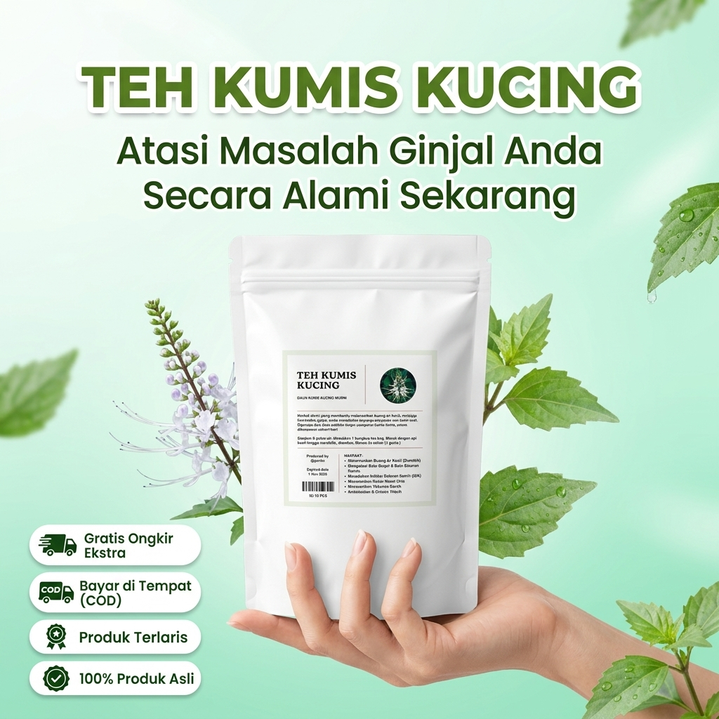 Natural Teh Kumis Kucing Kering Herbal Alami Detox Ginjal & Saluran Kemih Atasi Kencing Tidak Lancar