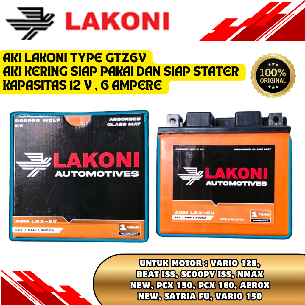 AKI MOTOR SATRIA FU GSX 150 R RAIDER LAKONI GTZ6V ORIGINAL AKI KERING