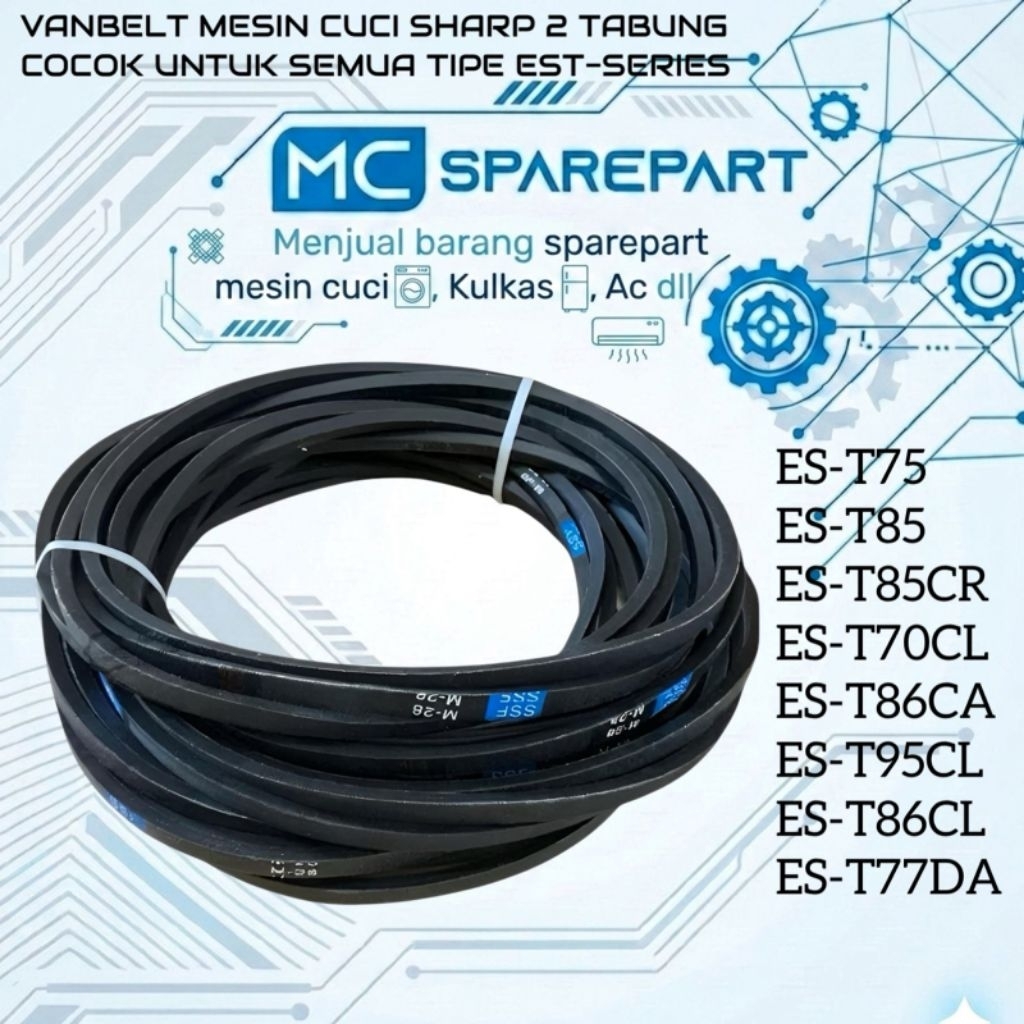 Vanbelt / V Belt Mesin Cuci SHARP ES T75 T85 T85CR T70CL T86CA T95CL T86CL T77DA Mesin Cuci Sharp 2 