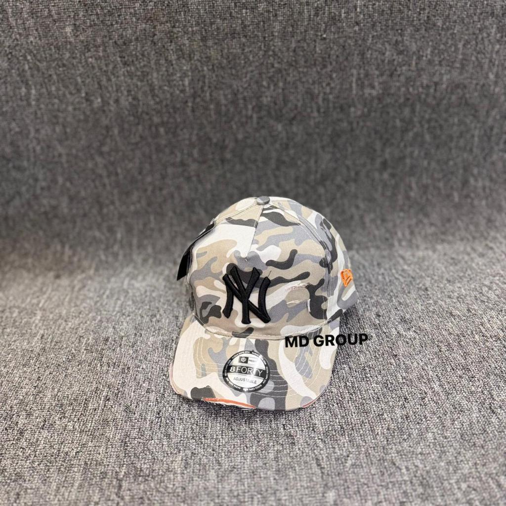 Topi Baseball NY Camo Bordir Hitam Model Sobek Trandy Kekinian 2026