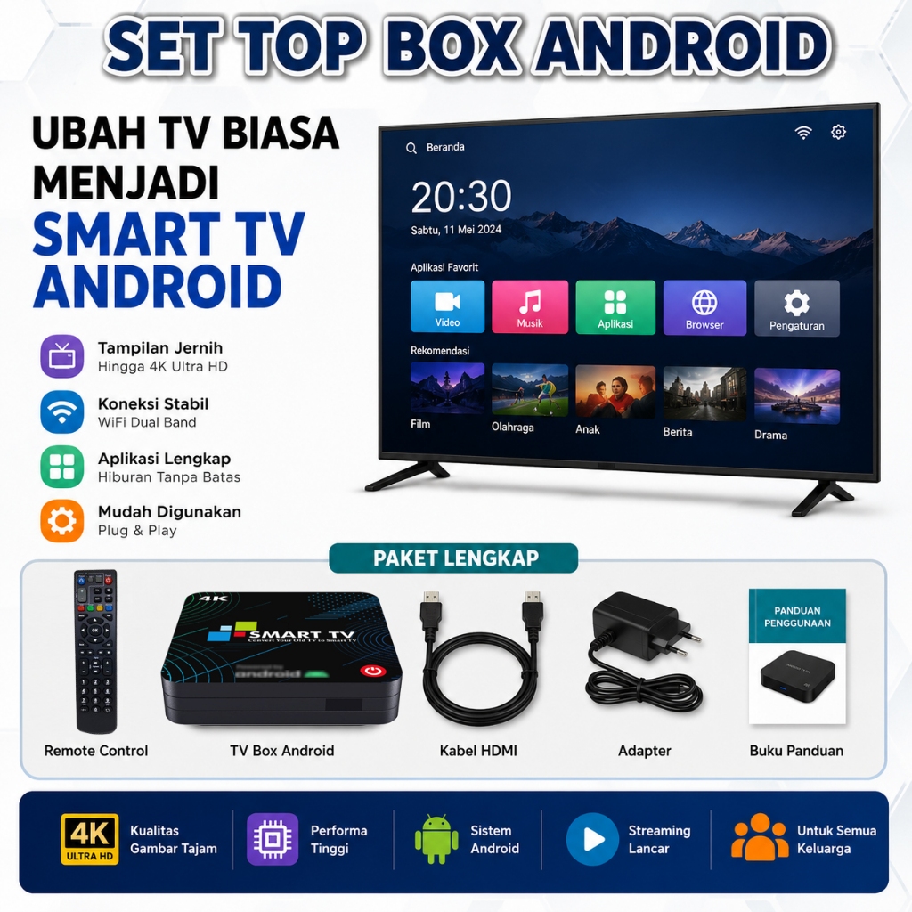 Smart TV Box WiFi 4K | Ubah TV Biasa Jadi Smart TV