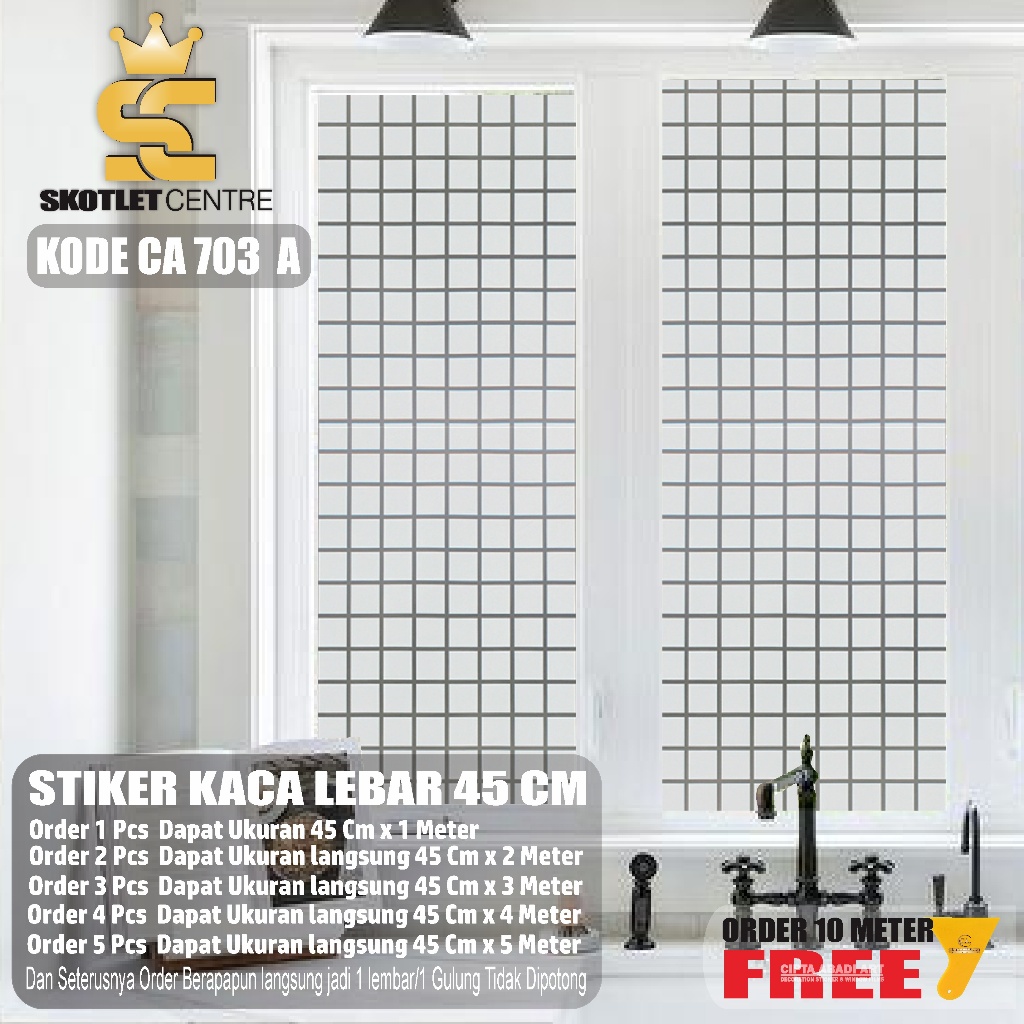 Stiker Kaca Minimalis Sticker Jendela Dapur Kamar Ruang Tamu Lebar 45cm
