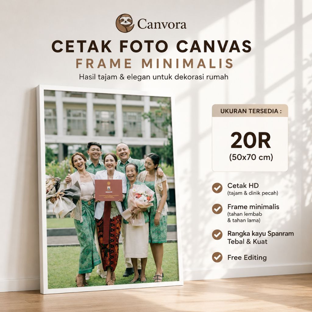 Cetak Foto Kanvas 20R 50x70cm Plus Frame || Cetak Foto Kanvas Custom || cetak foto kanvas minimalis 