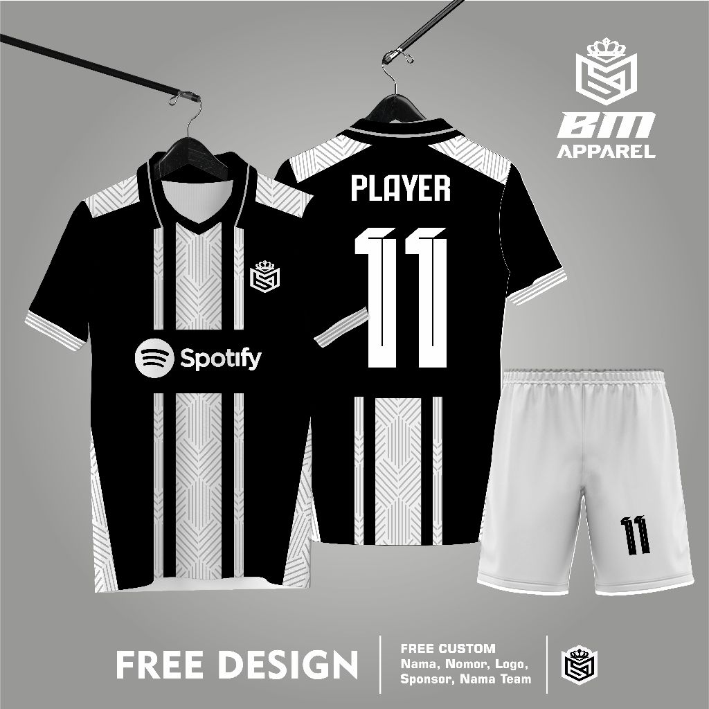 jersey hitam jersey bola / futsal/ voly custom satuan full printing sublime