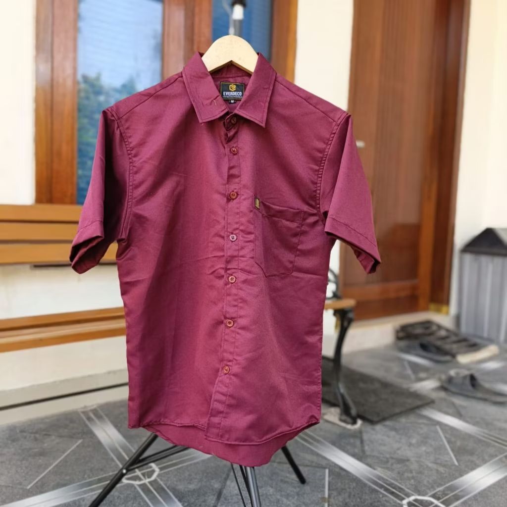 Kemeja hem polos pria premium Casual toyobo lengan pendek