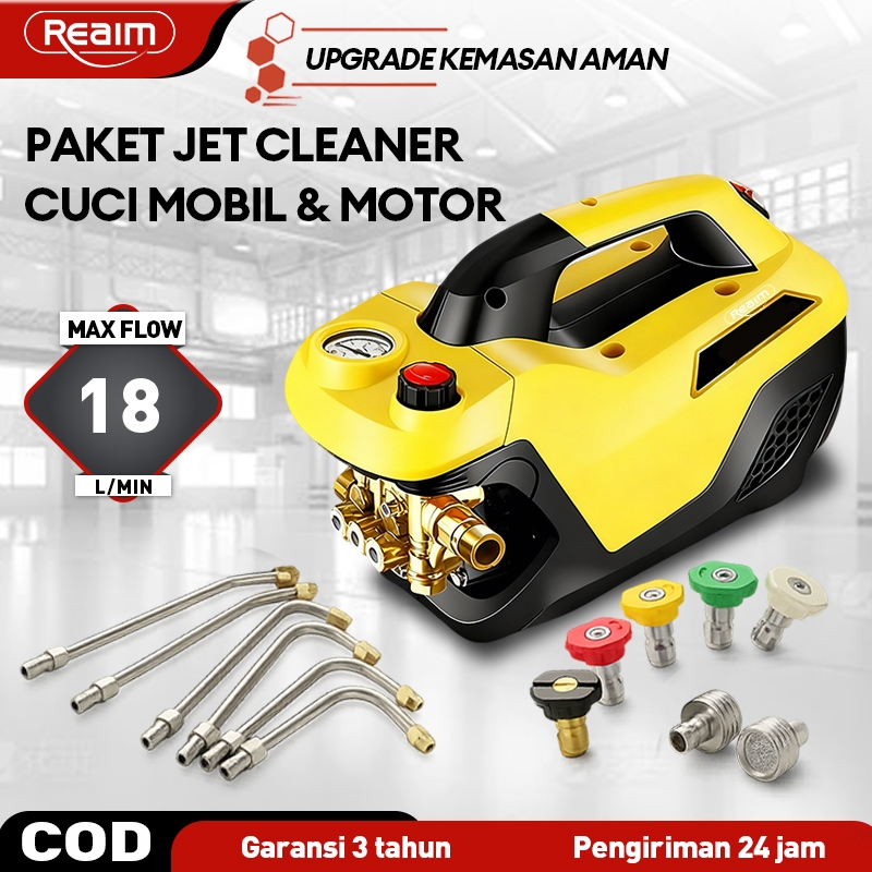 REAIM Jet Cleaner Paket Cuci AC Semprotan Cuci Motor Mobil Mesin Cuci Motor Mobil REAIM 600W Motor