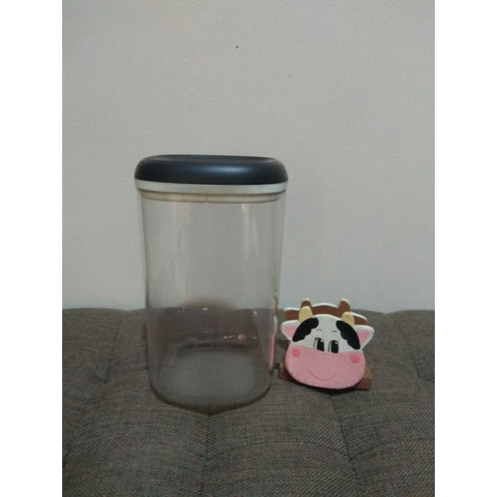Tupperware - PRELOVED Clear Tall Canister Black