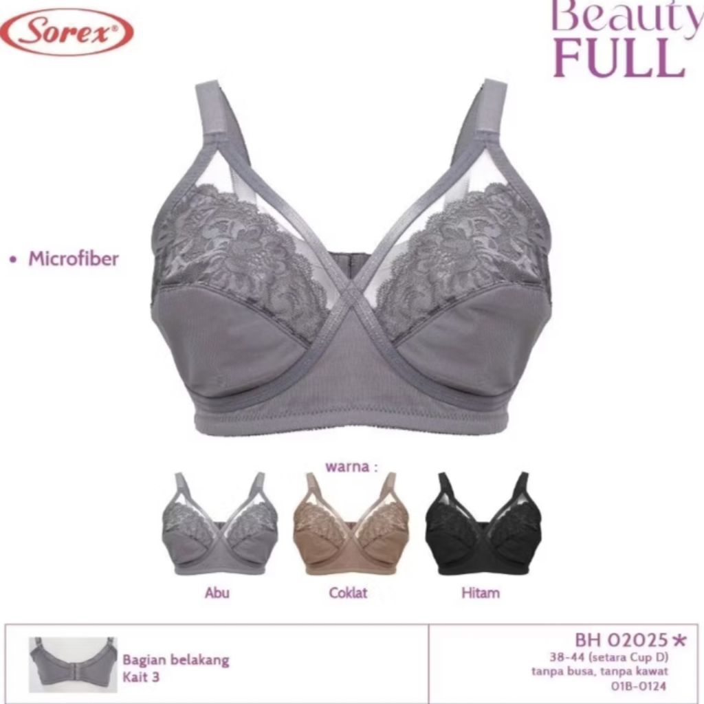 Sorex Bra tanpa  kawat dan tanpa  busa full Cup 02025D size 40-44D