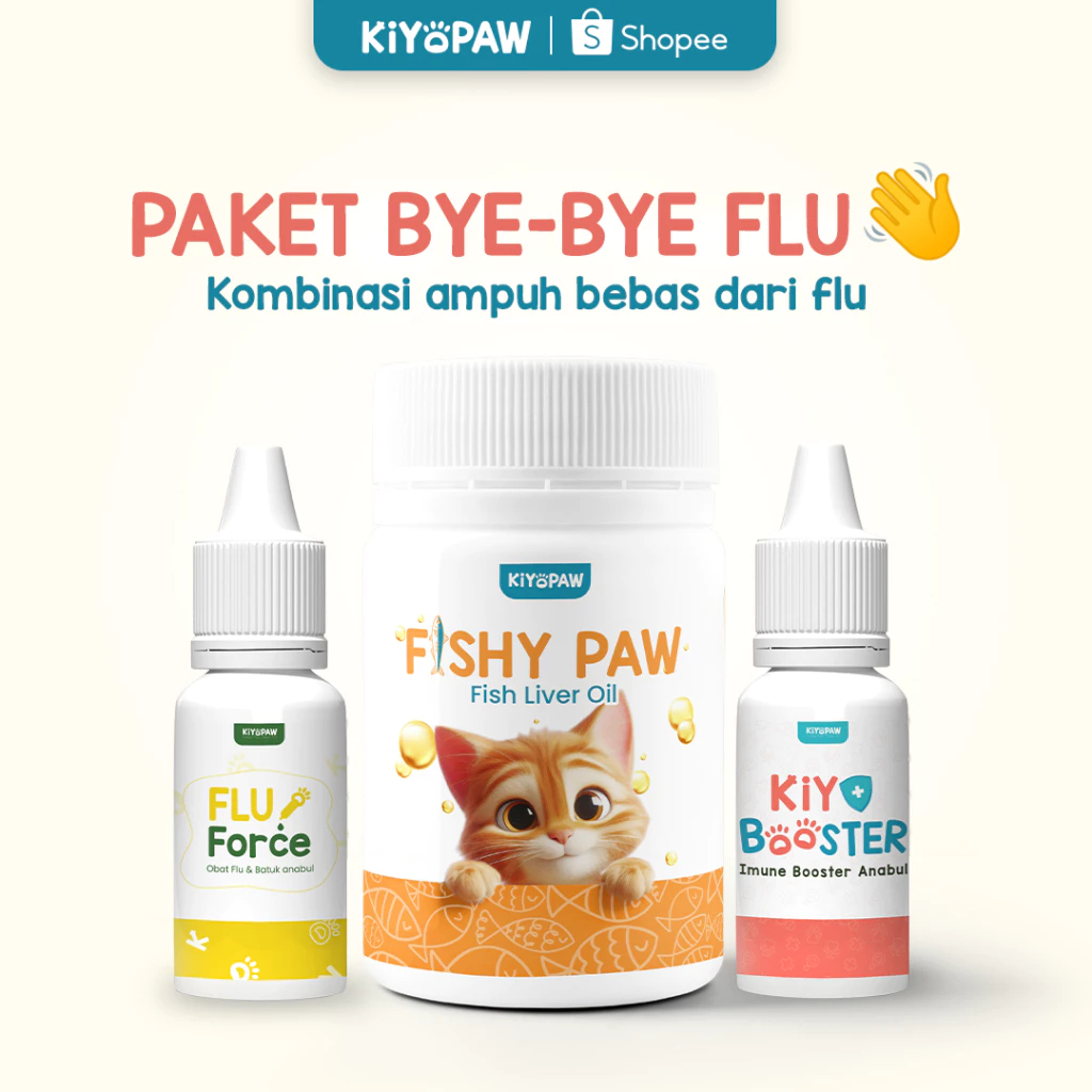 KIYOPAW Paket Bundling Vitamin Obat Flu Kucing Obat Batuk Kucing Vitamin Nafsu Makan Kucing BYE FLU
