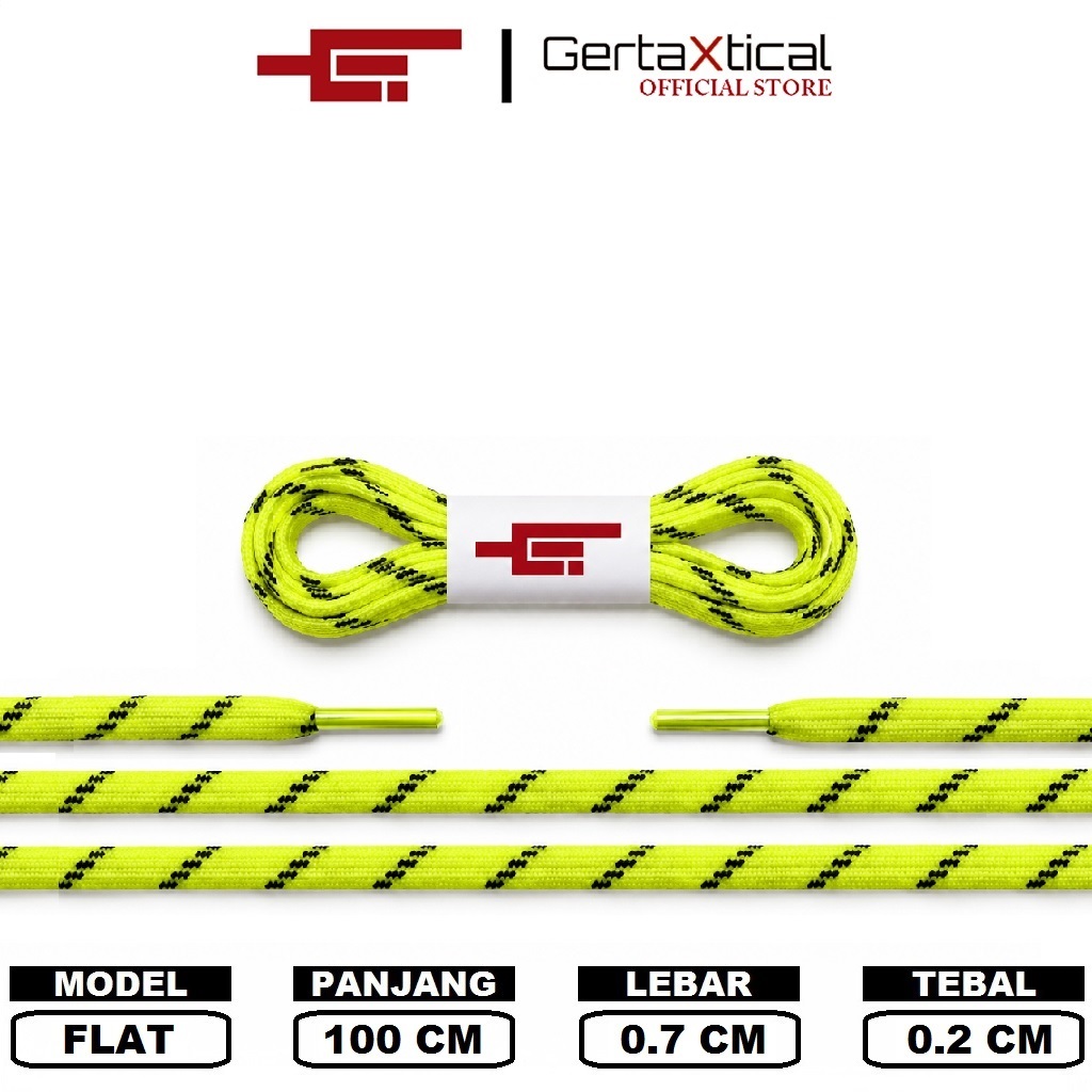 Gertaxtical - Tali Sepatu Cerah Flat GTX Neon Kuning Hitam