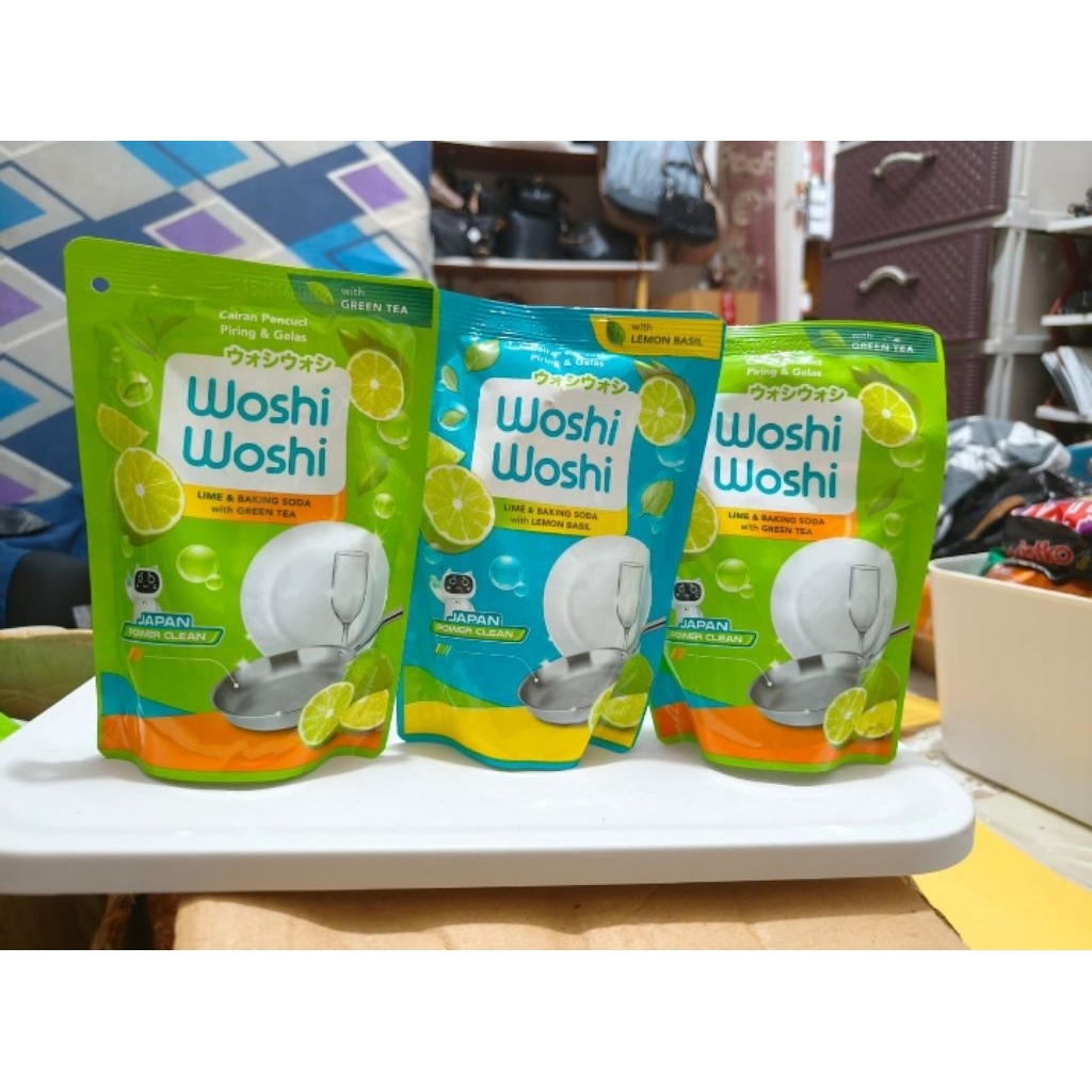 Woshi Woshi Pencuci Piring Green Tea Ref 200ml /Woshi Woshi Pencuci Piring Lemon Basil 200ml