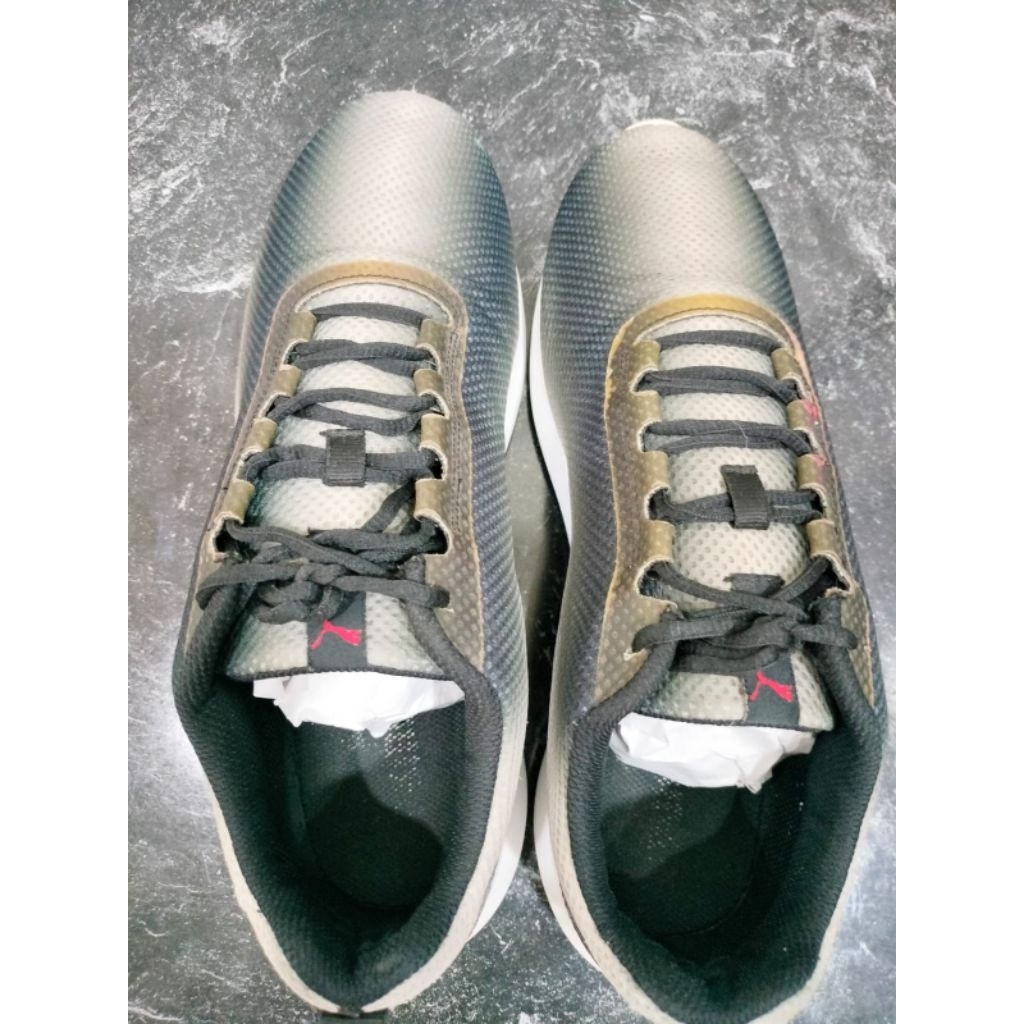 Sepatu Puma Pacer Glory desain Ombre abu-abu hitam Second Original