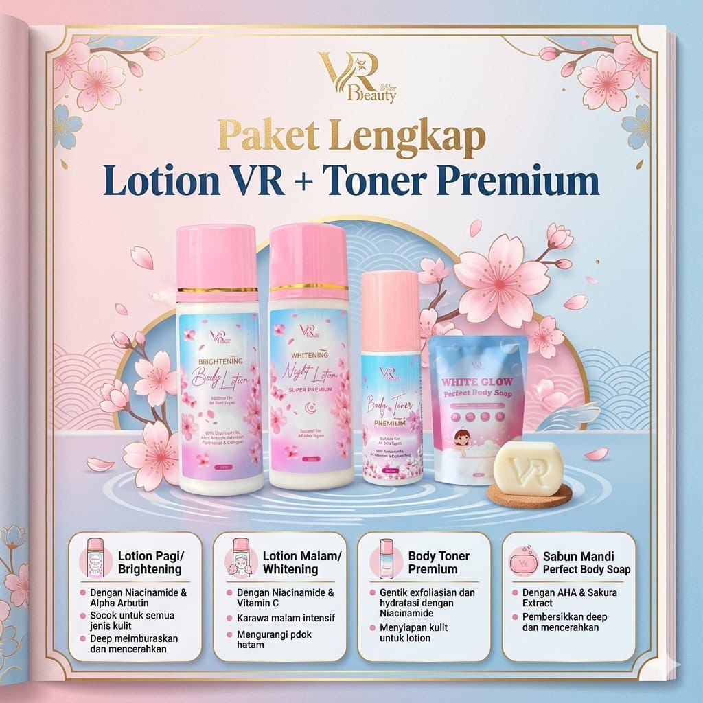 VR LOTION WHITENING BODYCARE untuk mencerahkan kulit dan meratakan warna kulit badan