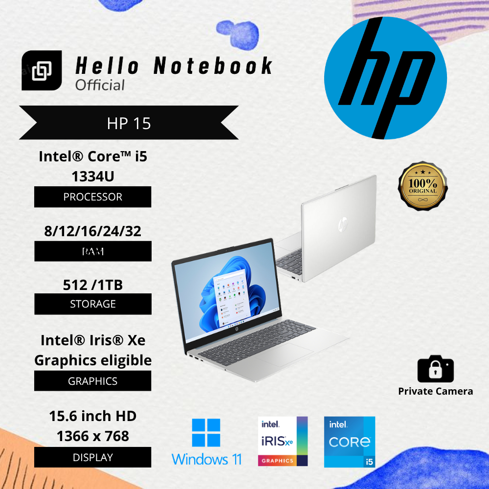Laptop Baru HP 15 Intel Core i5 Gen 13 |  Intel Core i5 Gen 14 SSD