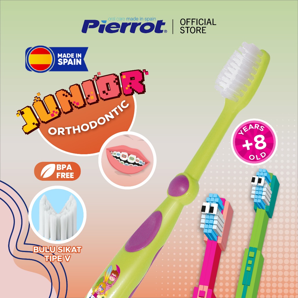 Pierrot Junior Orthodontic Brush REF.29 / Sikat Gigi Behel Anak / Sikat Kawat Gigi Anak