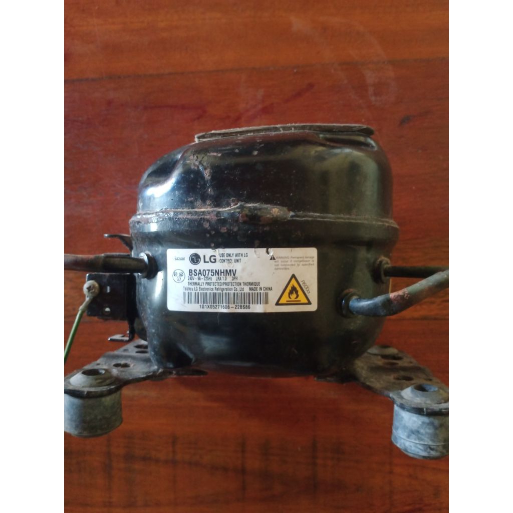 Kompresor Kulkas LG Inverter BSA075NHMV 1/5 R600a - Seccond Copotan Original.(kondisi rusak).