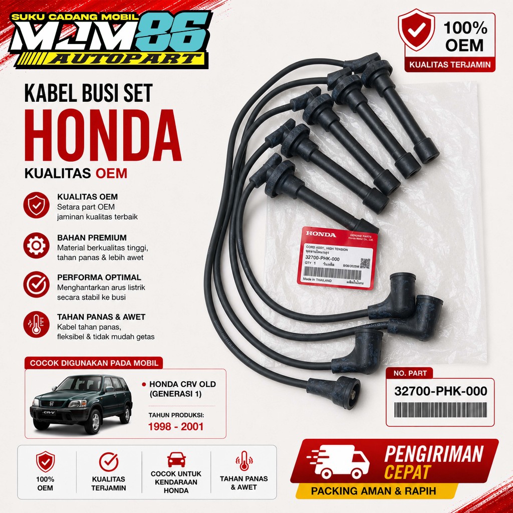 Kabel Busi Set Spark Plug Wire 32700-PHK-003 Honda CRV Old Gen 1 1998-2001
