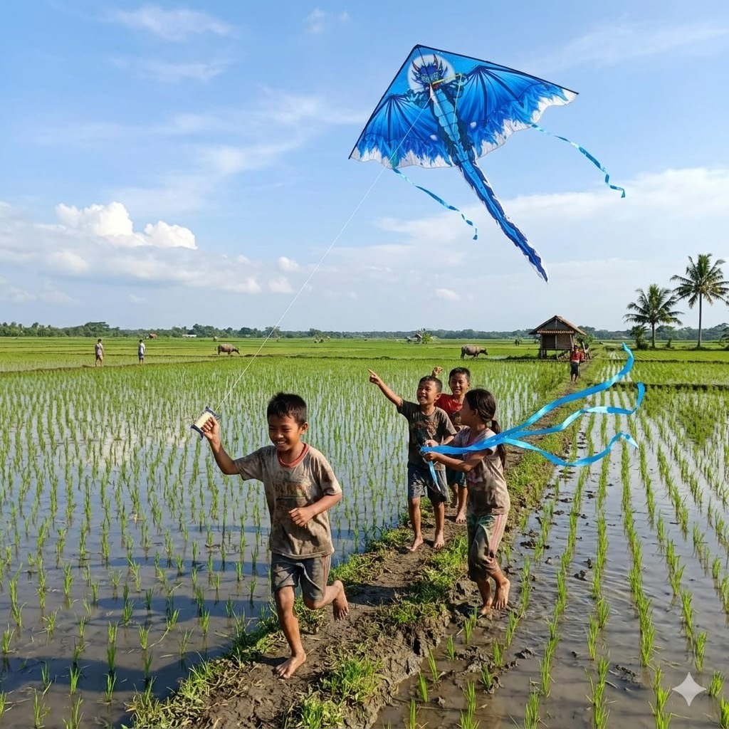 Naga Baby Biru / Layangan Naga Monyet ukuran 140 cm warna biru Layang-layang bahan fiber