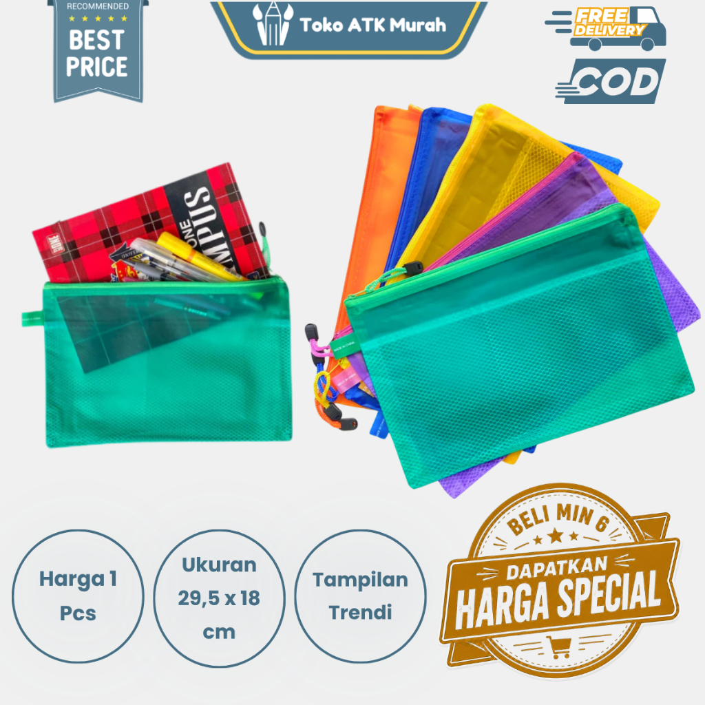 Tempat pensil - Zipper Bag Kain Resleting B5
