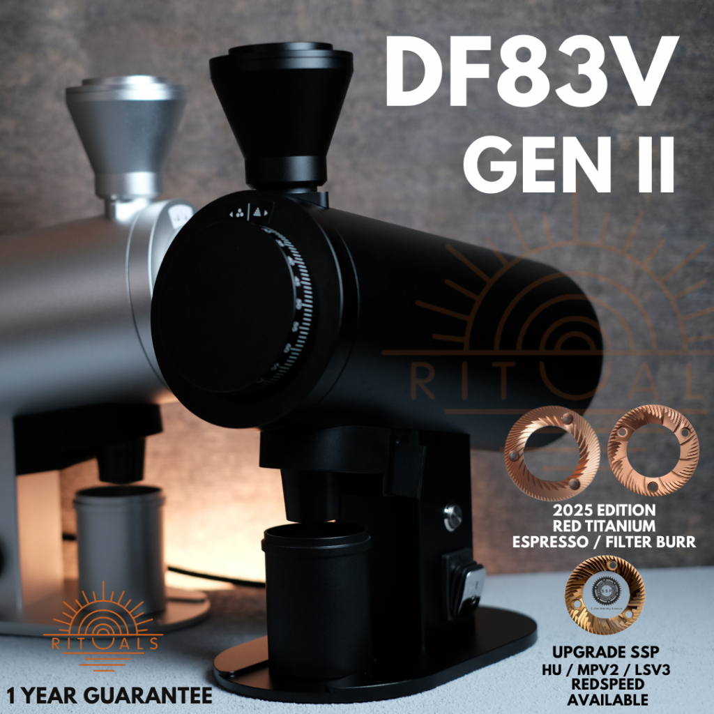 DF-83V gen II (New Version w/ knocker) Red Ti Electric Coffee Grinder | Rituals | 83mm Flat Burr RPM