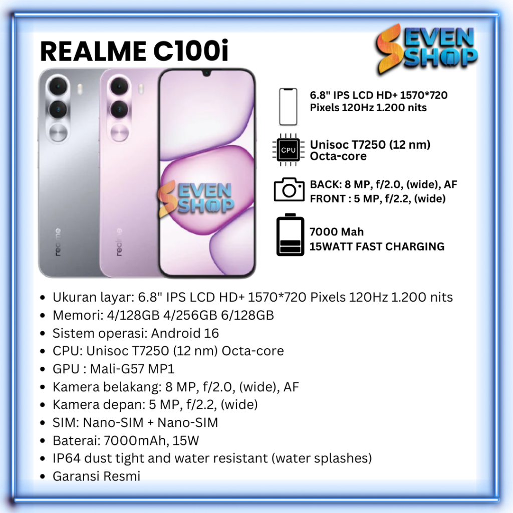 REALME C100i RAM 4/128GB 4/256GB 6/128GB GARANSI RESMI 12 BULAN