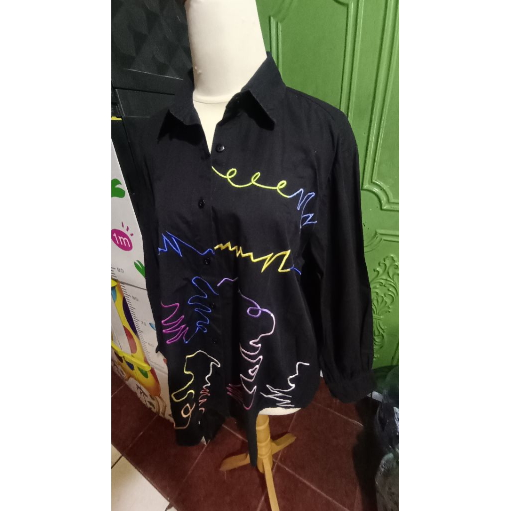 Rurik kemeja katun Bordir doodle Embroidery shirt