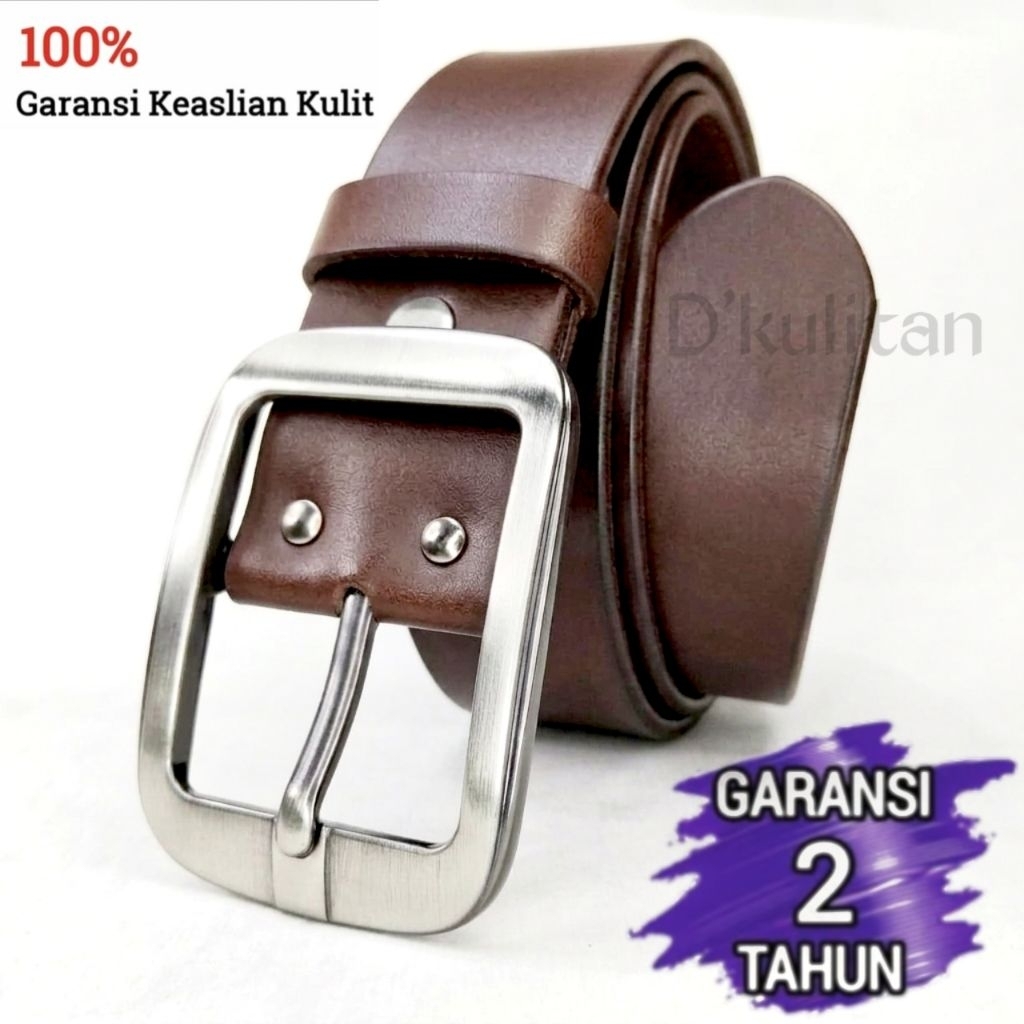 Ikat Pinggang Pria 100% Original Kulit Asli Sabuk Cowok Kulit Gesper Jumbo