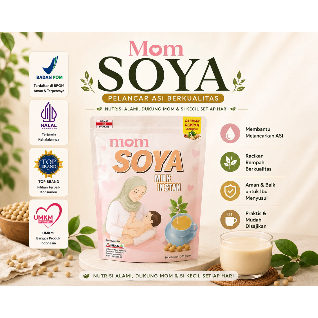 MOM SOYA PELANCAR ASI BOOSTER ASI SUSU KEDELAI PLUS DAUN KATUK