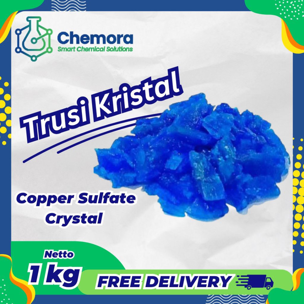 TRUSI KRISTAL / COPPER SULFATE CRYSTAL  1KG - Anti Lumut & Penjernih Air Kolam Renang Biru