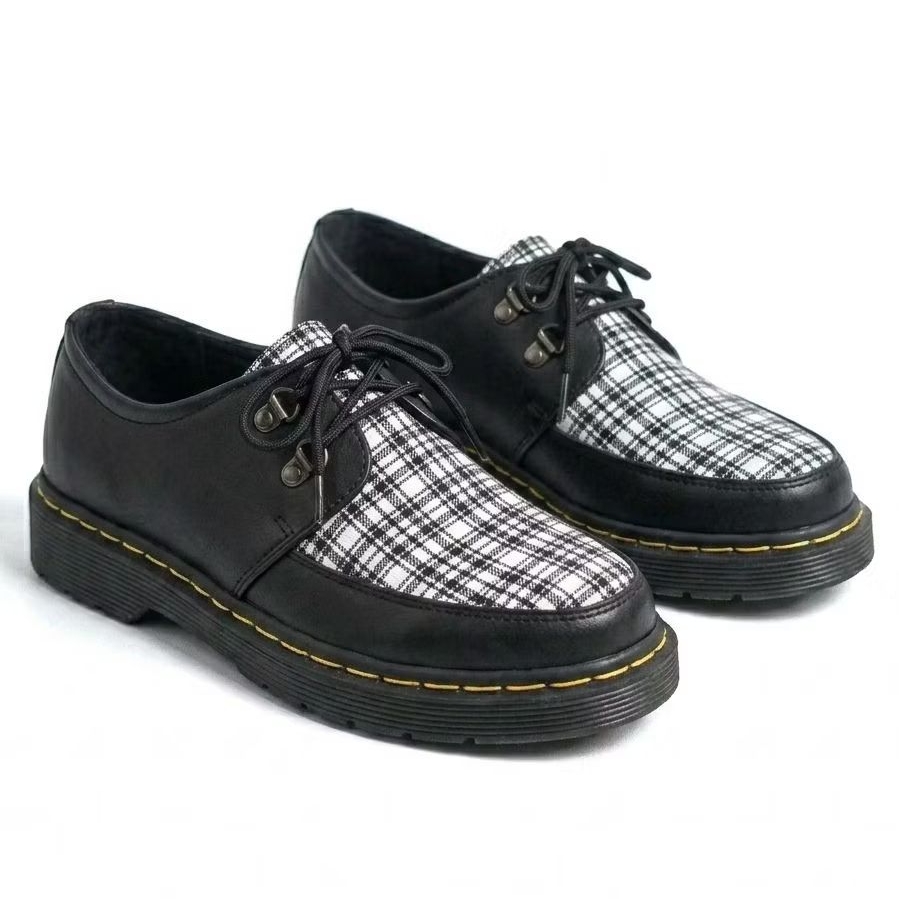 Sepatu Docmart Skena Pria Oxford Kerja Kantor Motif Tartan